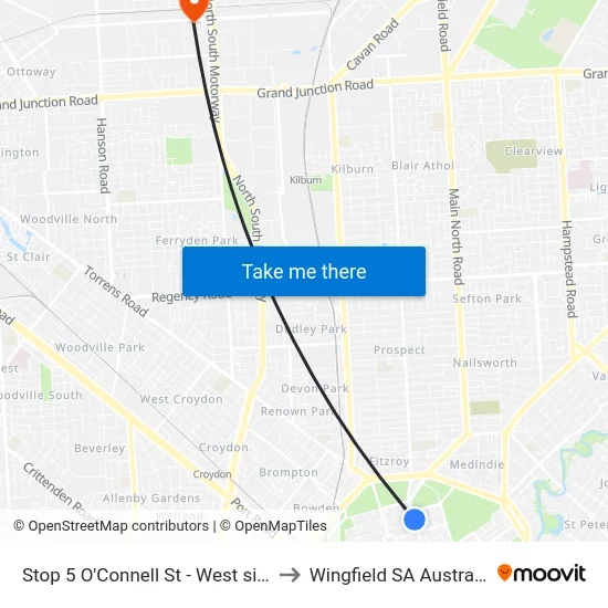 Stop 5 O'Connell St - West side to Wingfield SA Australia map