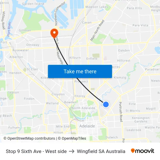 Stop 9 Sixth Ave - West side to Wingfield SA Australia map