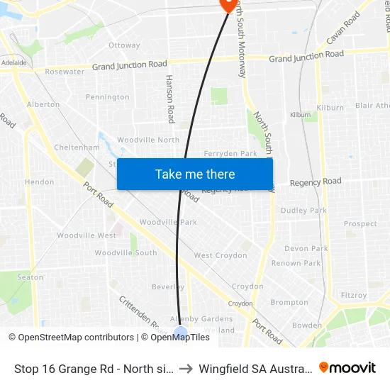 Stop 16 Grange Rd - North side to Wingfield SA Australia map
