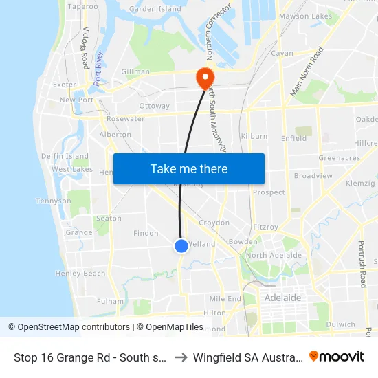 Stop 16 Grange Rd - South side to Wingfield SA Australia map