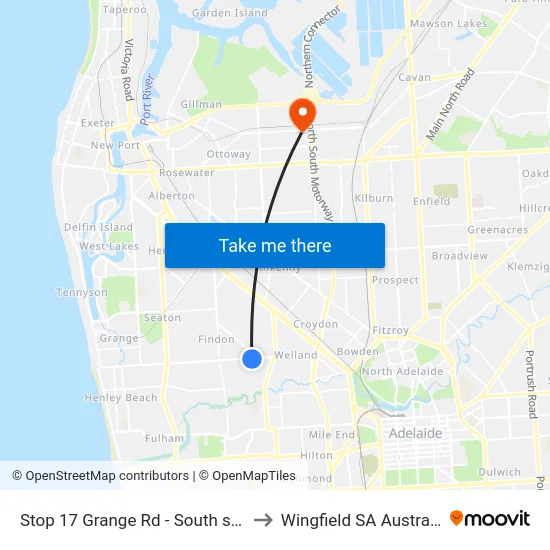 Stop 17 Grange Rd - South side to Wingfield SA Australia map
