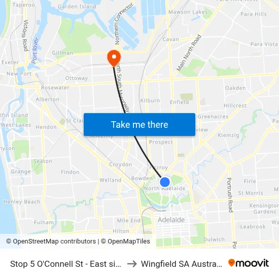 Stop 5 O'Connell St - East side to Wingfield SA Australia map