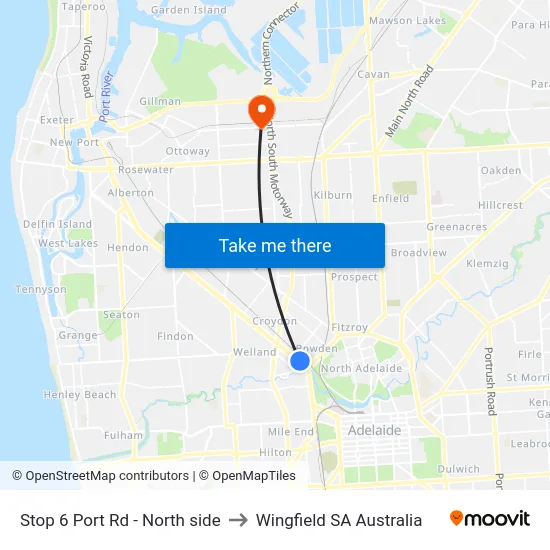 Stop 6 Port Rd - North side to Wingfield SA Australia map