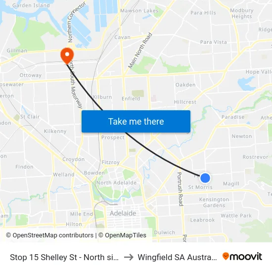 Stop 15 Shelley St - North side to Wingfield SA Australia map