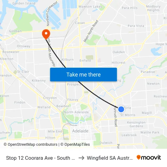 Stop 12 Coorara Ave - South side to Wingfield SA Australia map