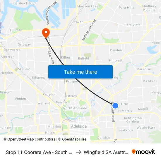 Stop 11 Coorara Ave - South side to Wingfield SA Australia map