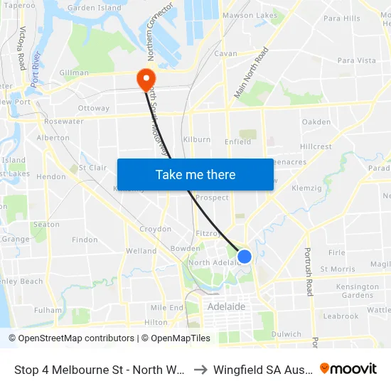 Stop 4 Melbourne St - North West side to Wingfield SA Australia map