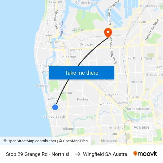 Stop 29 Grange Rd - North side to Wingfield SA Australia map