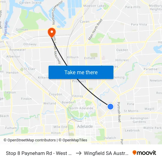 Stop 8 Payneham Rd - West side to Wingfield SA Australia map