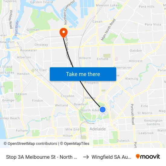 Stop 3A Melbourne St - North West side to Wingfield SA Australia map