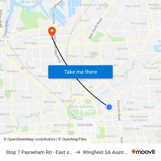 Stop 7 Payneham Rd - East side to Wingfield SA Australia map