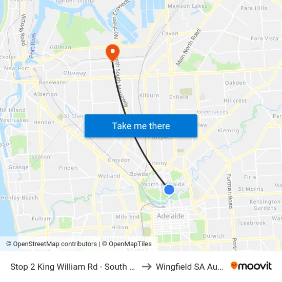 Stop 2 King William Rd - South East side to Wingfield SA Australia map