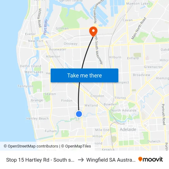 Stop 15 Hartley Rd - South side to Wingfield SA Australia map