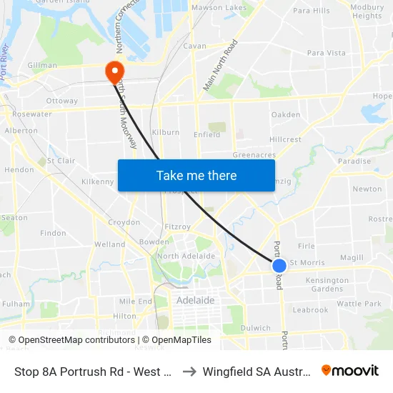 Stop 8A Portrush Rd - West side to Wingfield SA Australia map