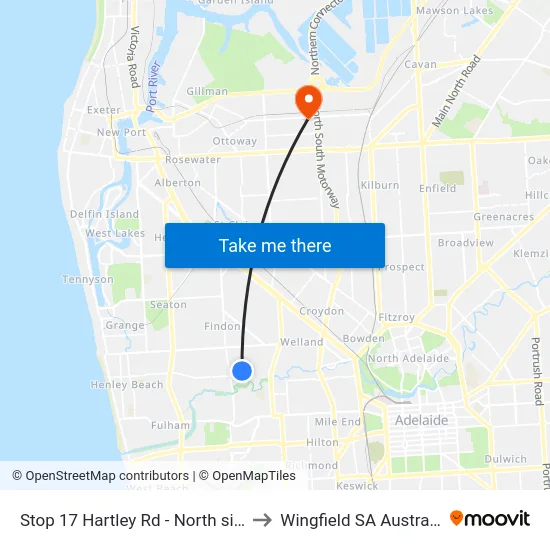 Stop 17 Hartley Rd - North side to Wingfield SA Australia map
