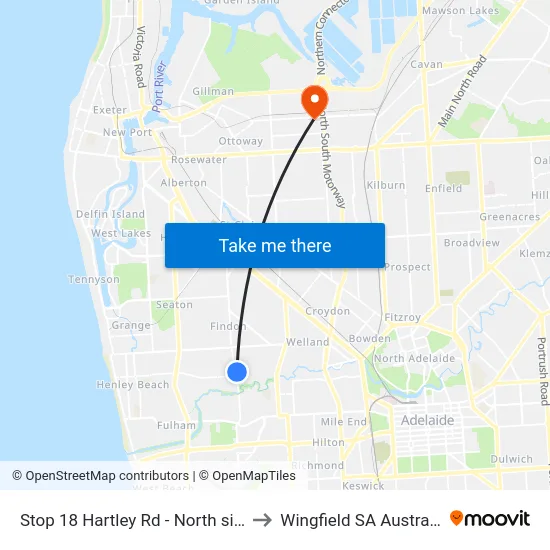 Stop 18 Hartley Rd - North side to Wingfield SA Australia map