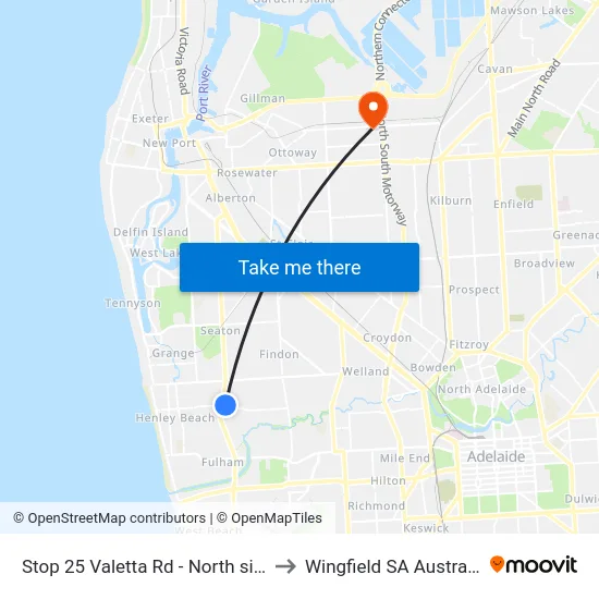 Stop 25 Valetta Rd - North side to Wingfield SA Australia map