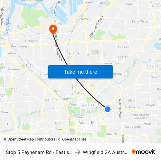 Stop 5 Payneham Rd - East side to Wingfield SA Australia map