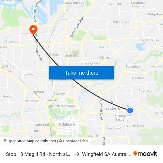 Stop 18 Magill Rd - North side to Wingfield SA Australia map