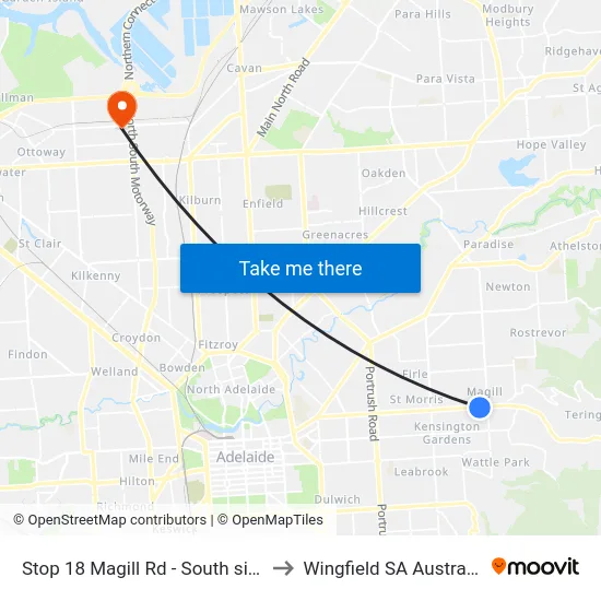 Stop 18 Magill Rd - South side to Wingfield SA Australia map