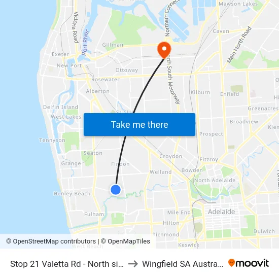 Stop 21 Valetta Rd - North side to Wingfield SA Australia map