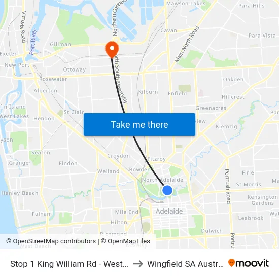 Stop 1 King William Rd - West side to Wingfield SA Australia map