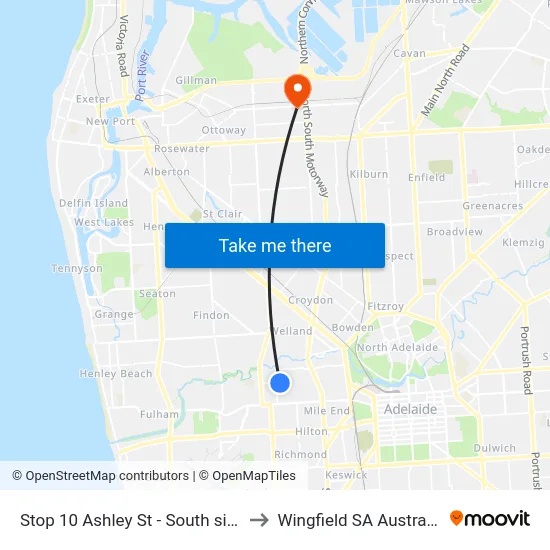 Stop 10 Ashley St - South side to Wingfield SA Australia map