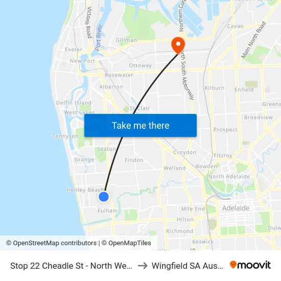 Stop 22 Cheadle St - North West side to Wingfield SA Australia map