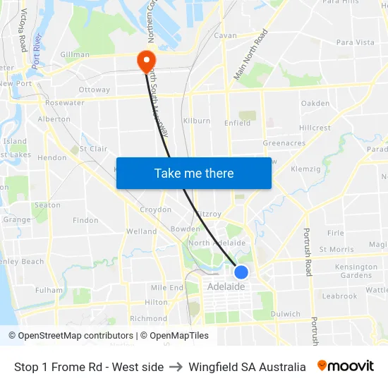 Stop 1 Frome Rd - West side to Wingfield SA Australia map
