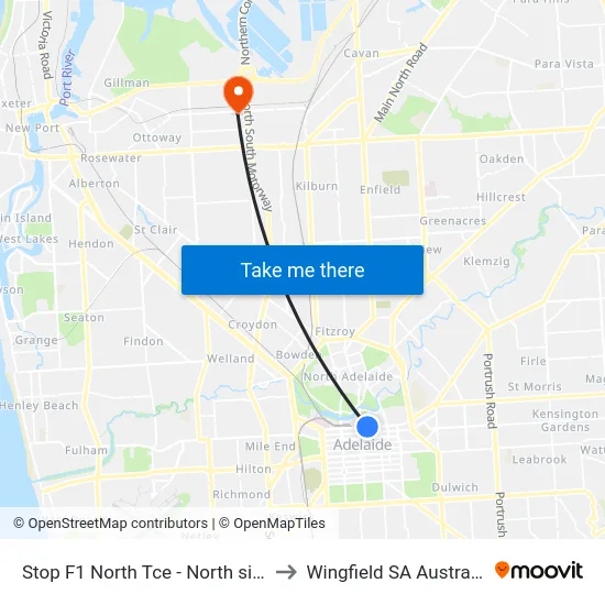 Stop F1 North Tce - North side to Wingfield SA Australia map