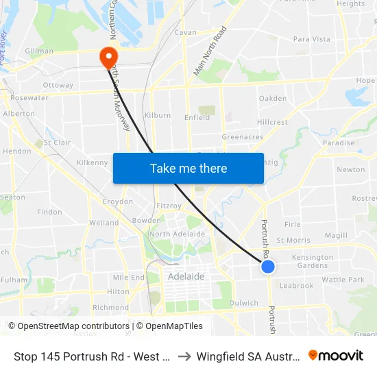 Stop 145 Portrush Rd - West side to Wingfield SA Australia map