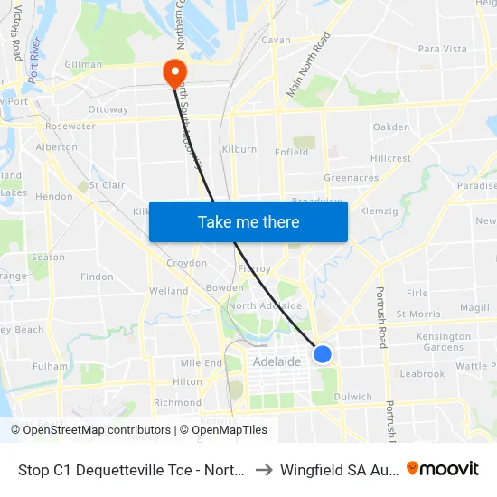 Stop C1 Dequetteville Tce - North East side to Wingfield SA Australia map