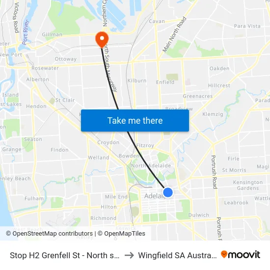 Stop H2 Grenfell St - North side to Wingfield SA Australia map