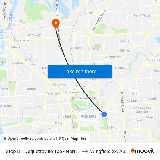Stop D1 Dequetteville Tce - North East side to Wingfield SA Australia map