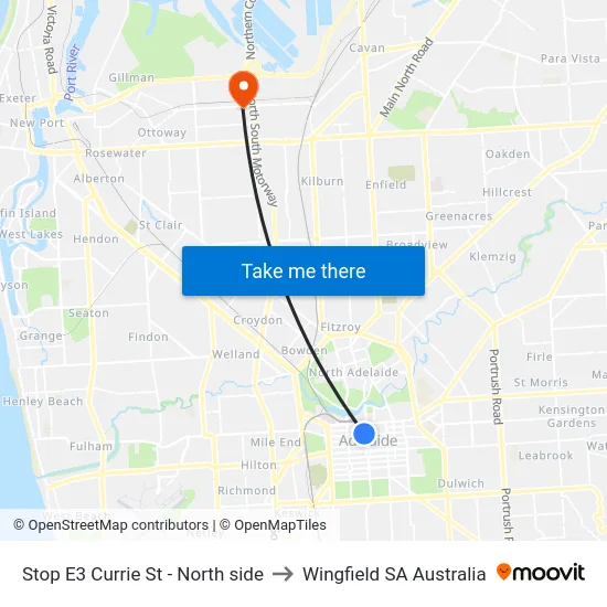 Stop E3 Currie St - North side to Wingfield SA Australia map