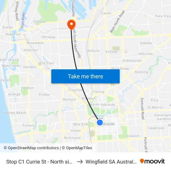 Stop C1 Currie St - North side to Wingfield SA Australia map