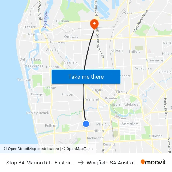 Stop 8A Marion Rd - East side to Wingfield SA Australia map