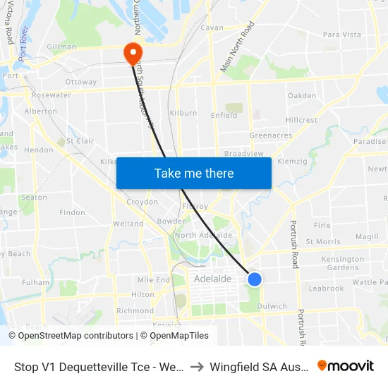 Stop V1 Dequetteville Tce - West side to Wingfield SA Australia map