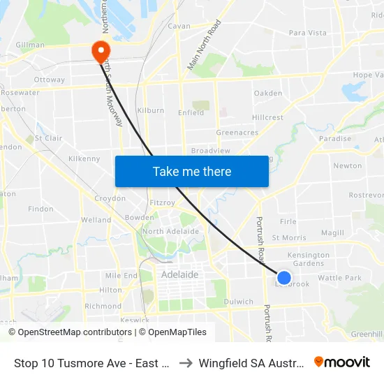 Stop 10 Tusmore Ave - East side to Wingfield SA Australia map