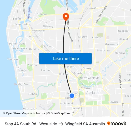 Stop 4A South Rd - West side to Wingfield SA Australia map