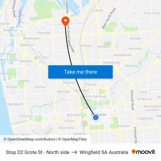 Stop D2 Grote St - North side to Wingfield SA Australia map