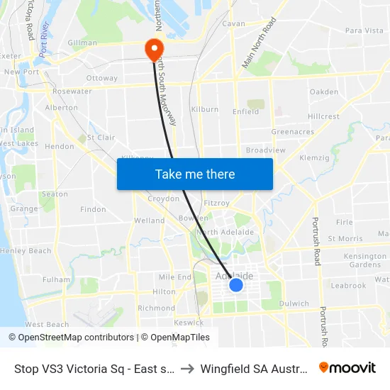 Stop VS3 Victoria Sq - East side to Wingfield SA Australia map