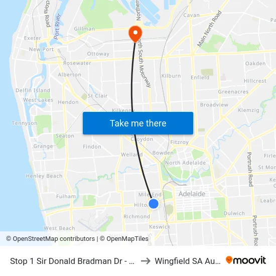 Stop 1 Sir Donald Bradman Dr - North side to Wingfield SA Australia map