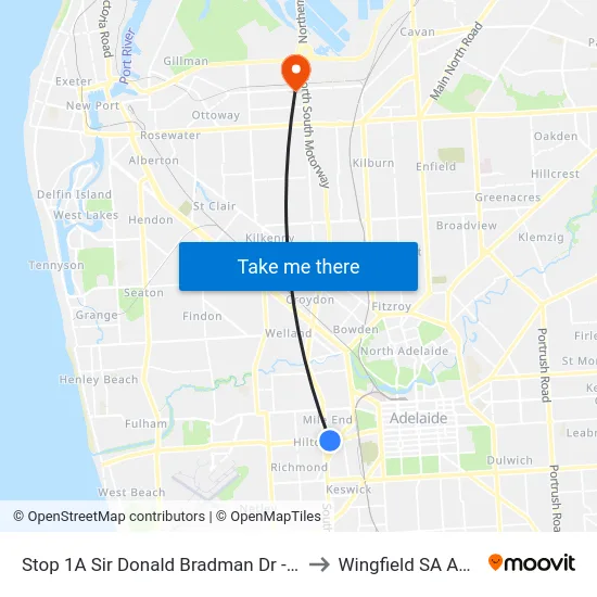 Stop 1A Sir Donald Bradman Dr - South side to Wingfield SA Australia map