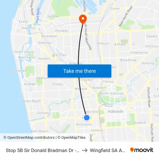 Stop 5B Sir Donald Bradman Dr - North side to Wingfield SA Australia map