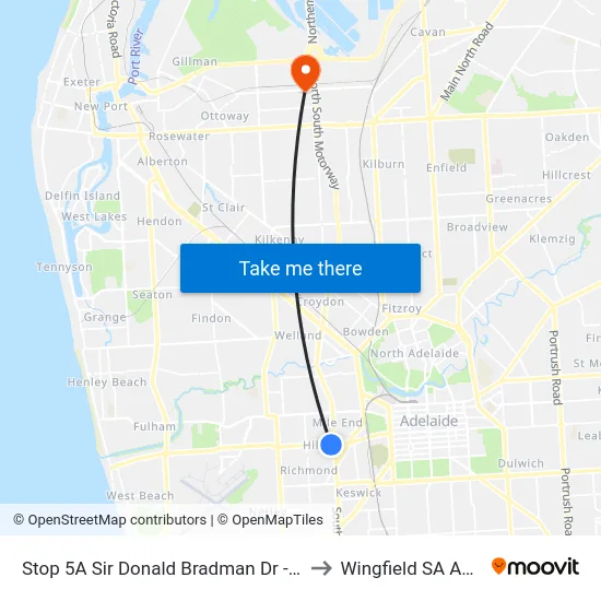 Stop 5A Sir Donald Bradman Dr - South side to Wingfield SA Australia map