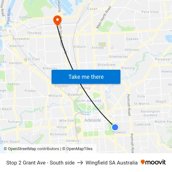 Stop 2 Grant Ave - South side to Wingfield SA Australia map
