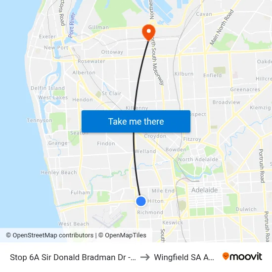 Stop 6A Sir Donald Bradman Dr - North side to Wingfield SA Australia map