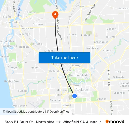 Stop B1 Sturt St - North side to Wingfield SA Australia map