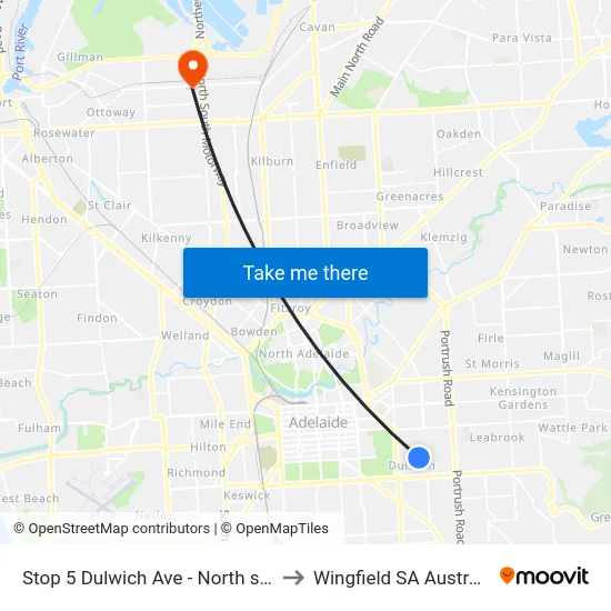 Stop 5 Dulwich Ave - North side to Wingfield SA Australia map